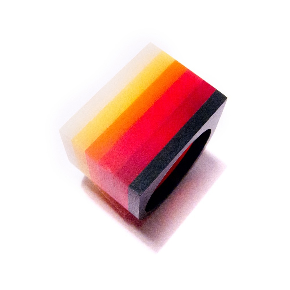 Geometric Colorblock Statement cocktail Rings - Picture 5 of 8